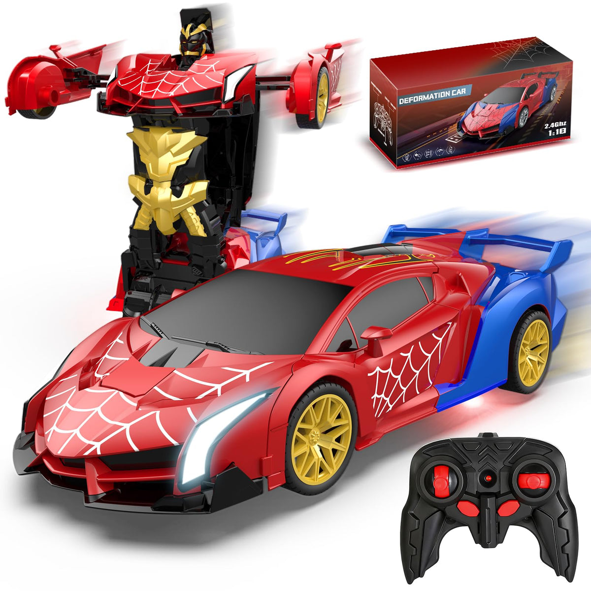 Blackma Transform RC Car folds into robot mode for versatile play.