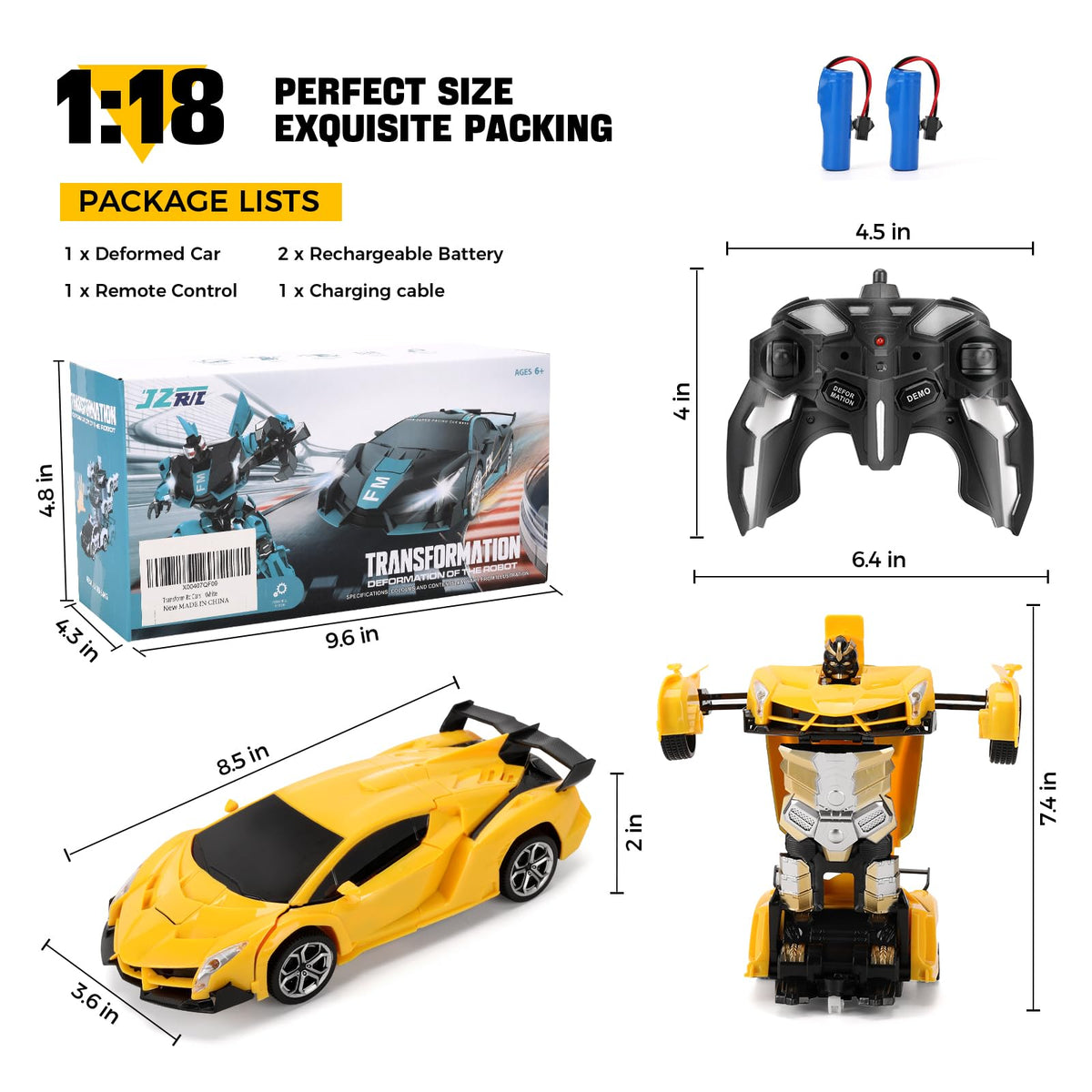 Blackma Transform RC Car yellow gift-ready packaging, ideal for birthdays and holidays
