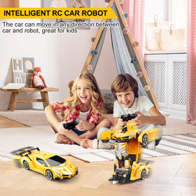 Blackma Transform RC Car yellow side view, compact design for easy storage after play