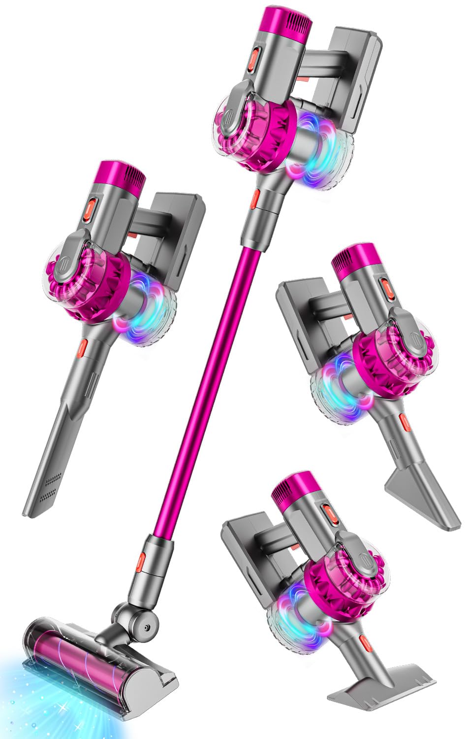 BLAXTEM 4-in-1 kid vacuum rose red front view for imaginative cleaning play.