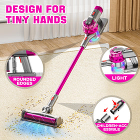 BLAXTEM 4-in-1 with roller attachment shows kids tackling carpets in pretend chores.