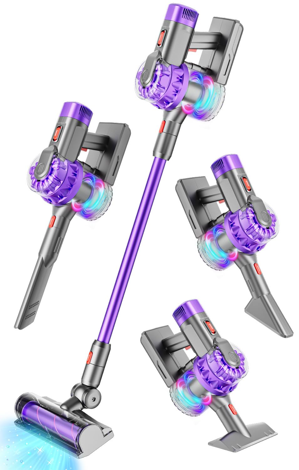 BLAXTEM 4-in-1 toy vacuum with roller attachment aiding pretend cleaning and fine motor skills.