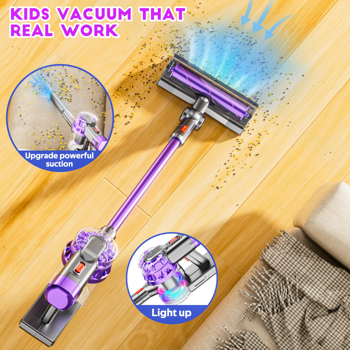 BLAXTEM 4-in-1 vacuum heads for varied pretend cleaning tasks