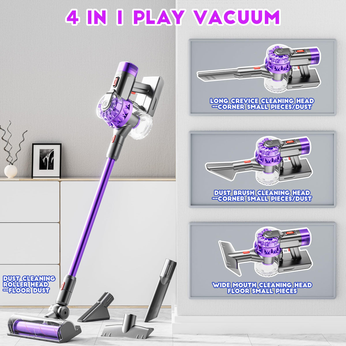 BLAXTEM suction feature for a realistic cleanup feel during play
