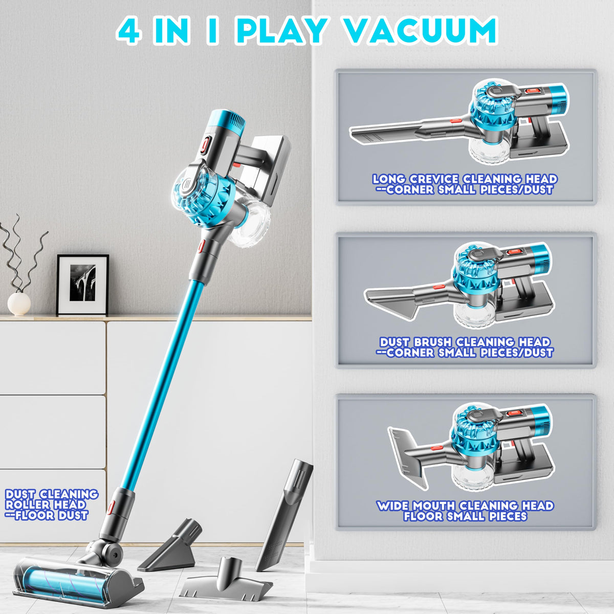 Auto and manual modes for flexible kid-friendly cleanup