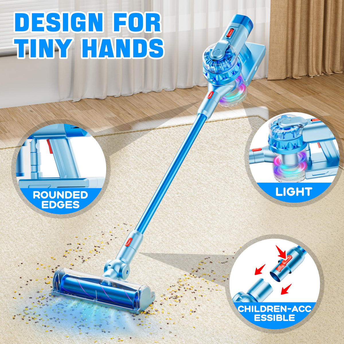BLAXTEM extension tube helps reach under furniture during gentle cleanup