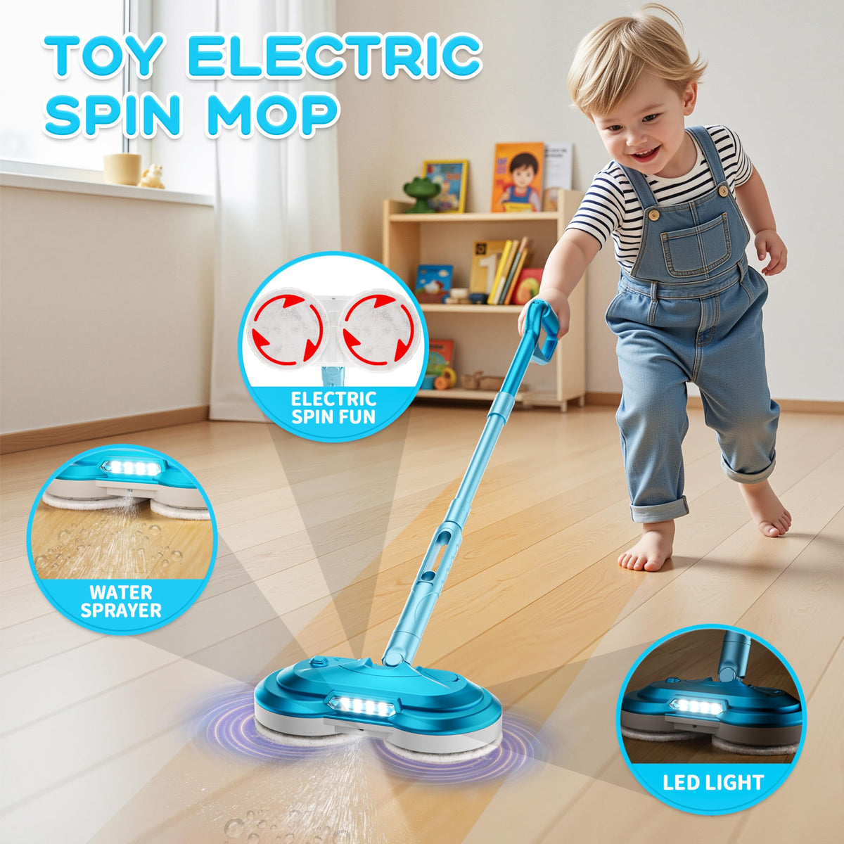 BLAXTEM mop toy with LED headlights enhances immersive pretend play