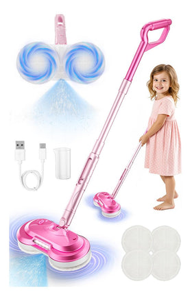 BLAXTEM kids electric spray spin mop toy pink for immersive pretend cleaning play.