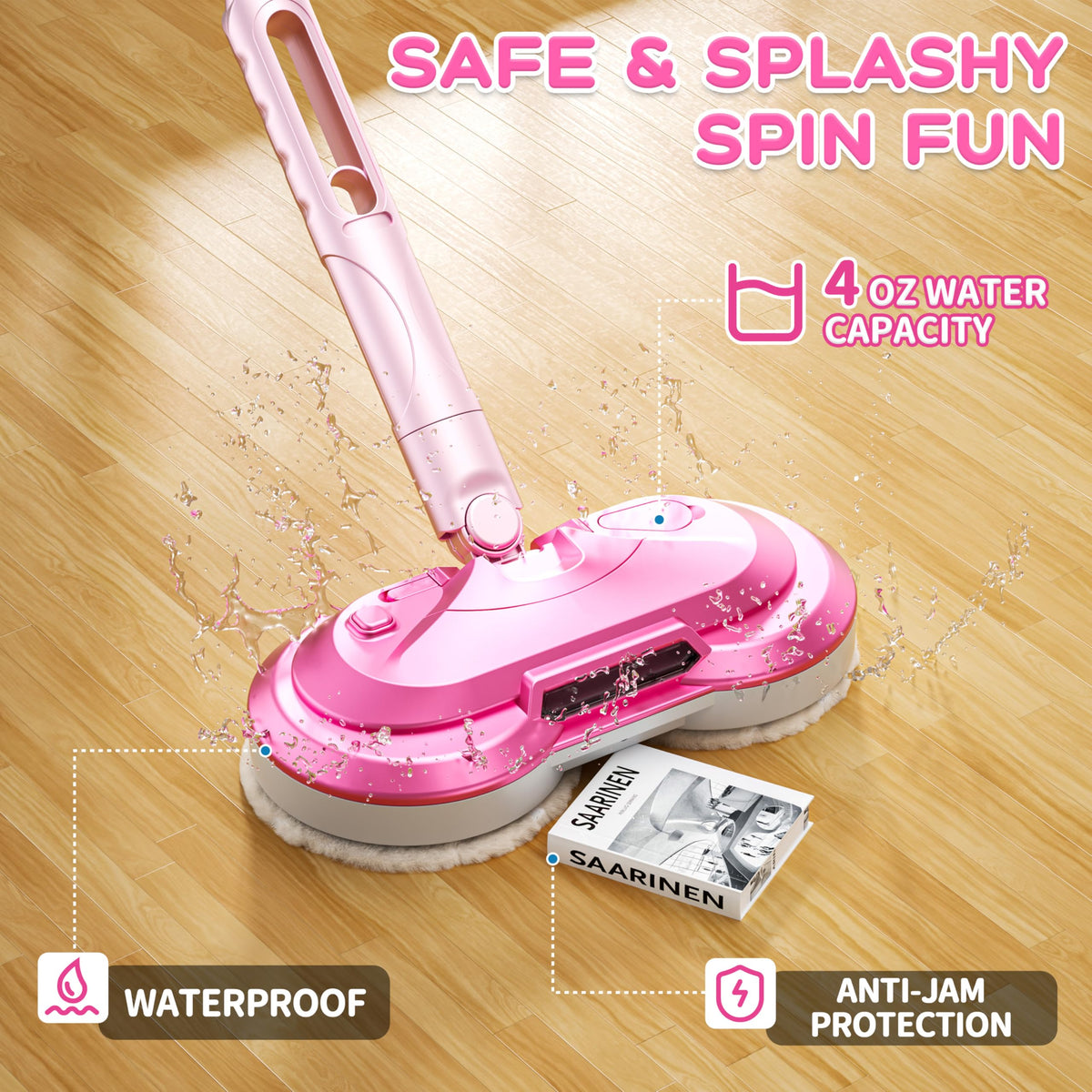 BLAXTEM 120ml water tank enables spray moments during pretend cleaning.