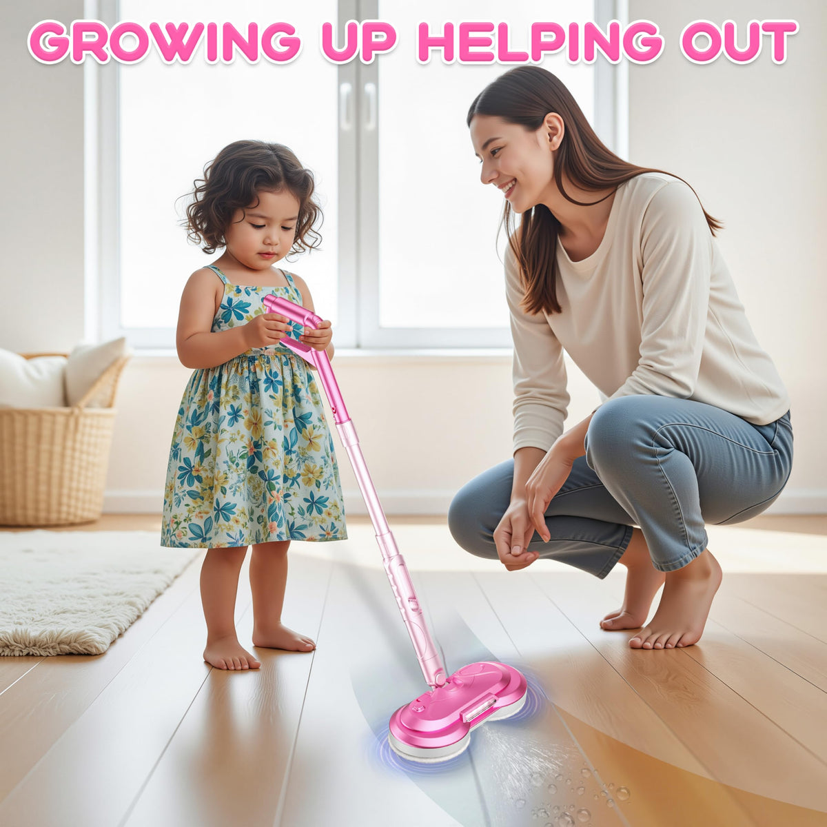 BLAXTEM removable wash-safe mop pads allow quick swaps for longer play.