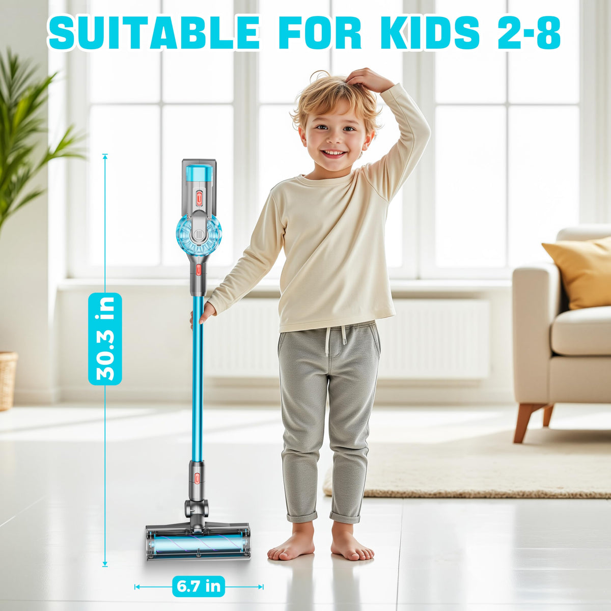 BLAXTEM extension tube adjusts height for kid-friendly cleaning