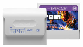 Blaze Evercade IREM Collection 1 cartridge closeup highlights authentic cartridge detail for fans.