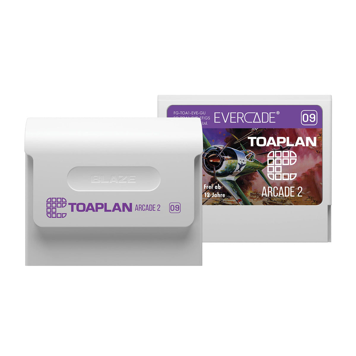 Blaze Evercade Toaplan Arcade Collection back cover with game list and cartridge features