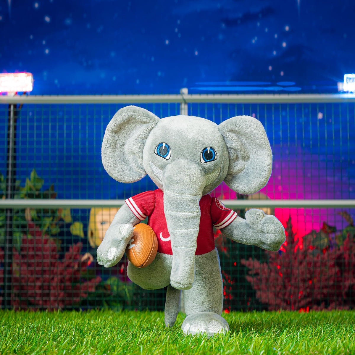 Bleacher Creatures Alabama Crimson Tide Al the Elephant plush details highlight logos and character.