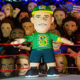 Bleacher Creatures John Cena plush in a dynamic pose for photos.