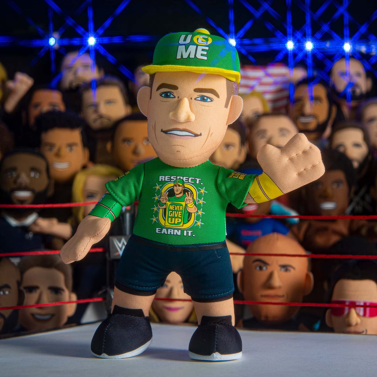Bleacher Creatures John Cena plush on a shelf ready for display.