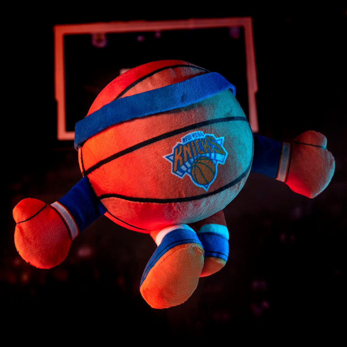 Bleacher Creatures Knicks Kuricha 8-inch sitting plush bean bag bottom stays sturdy.