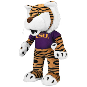 Bleacher Creatures LSU Mike the Tiger plush shows sublimated logos for authentic branding