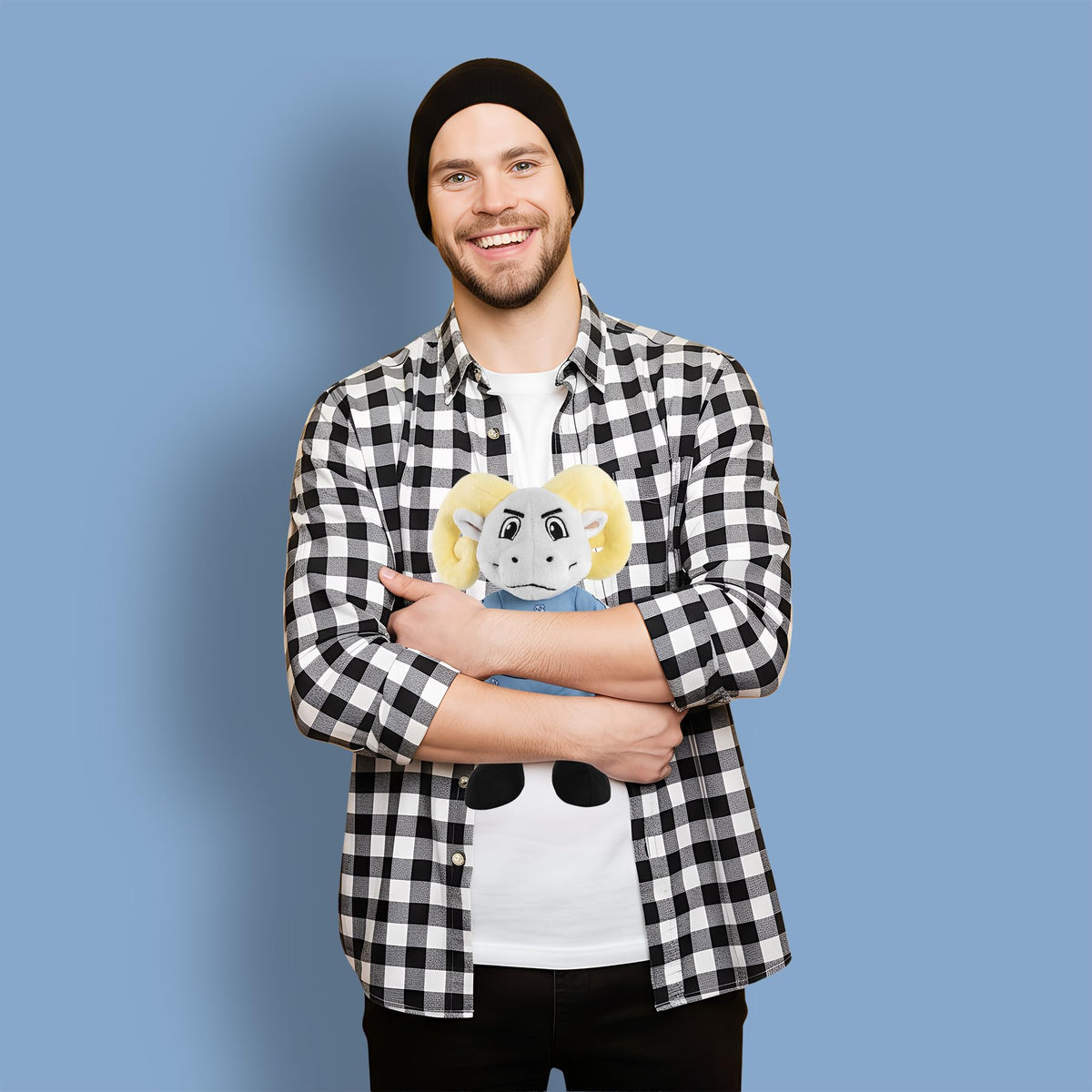 Mascot stand-alone pose of Rameses plush for shelf or desk display