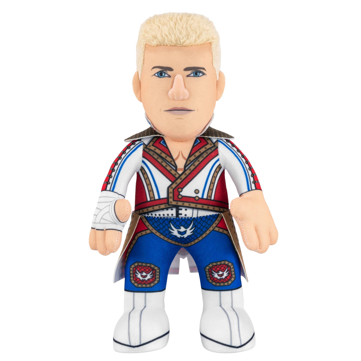 Bleacher Creatures Cody Rhodes 10-inch plush front view, display-ready and cuddly.