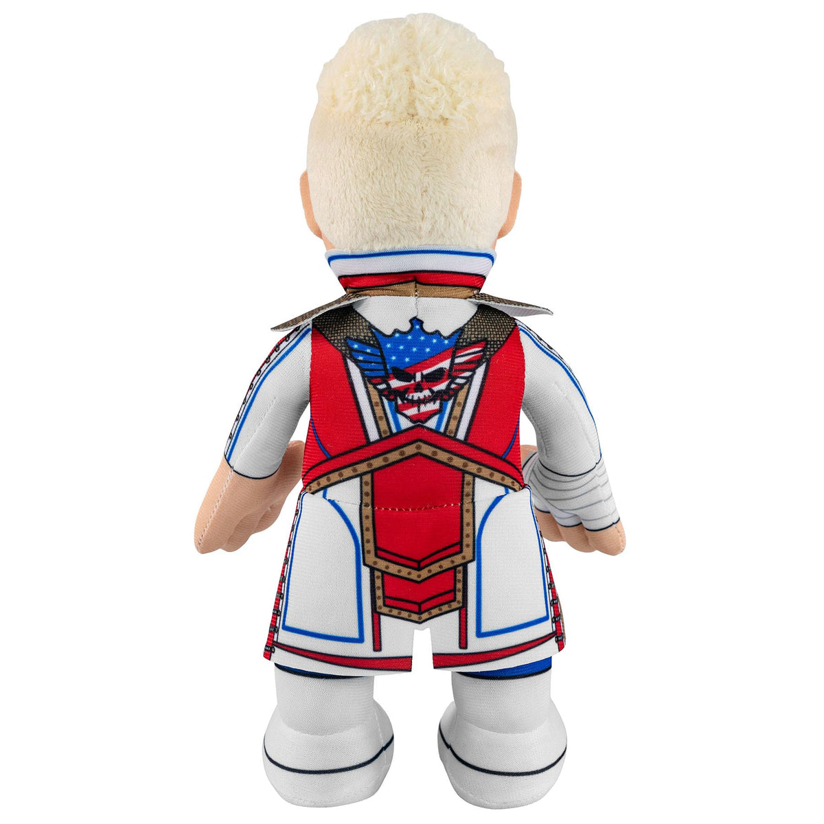 Bleacher Creatures Cody Rhodes 10-inch plush packaging, gift-ready presentation for WWE fans.