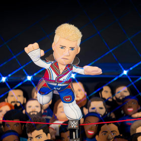 Bleacher Creatures Cody Rhodes 10-inch plush pose, ready for photos and playtime.