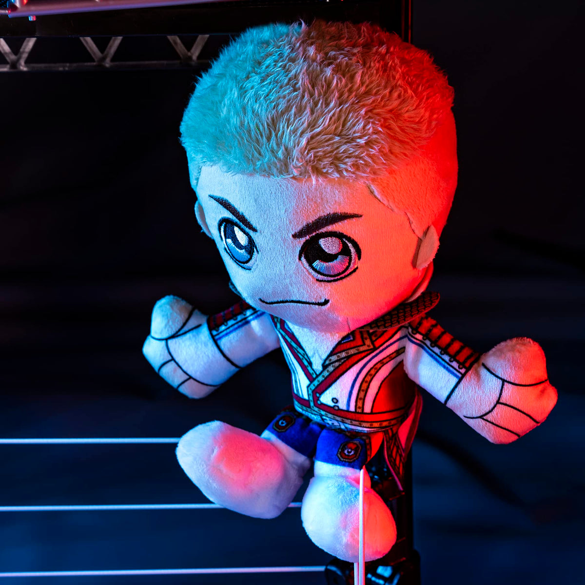 Back view of Cody Rhodes Kuricha plush, showcasing soft materials and stitching