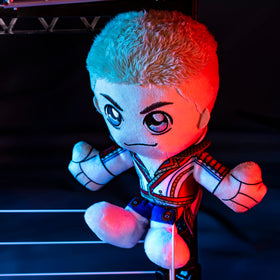 Back view of Cody Rhodes Kuricha plush, showcasing soft materials and stitching