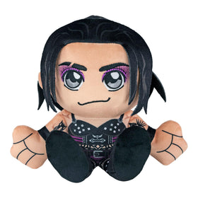 Bleacher Creatures Rhea Ripley 8-inch Kuricha plush, face close-up for display and hugs.