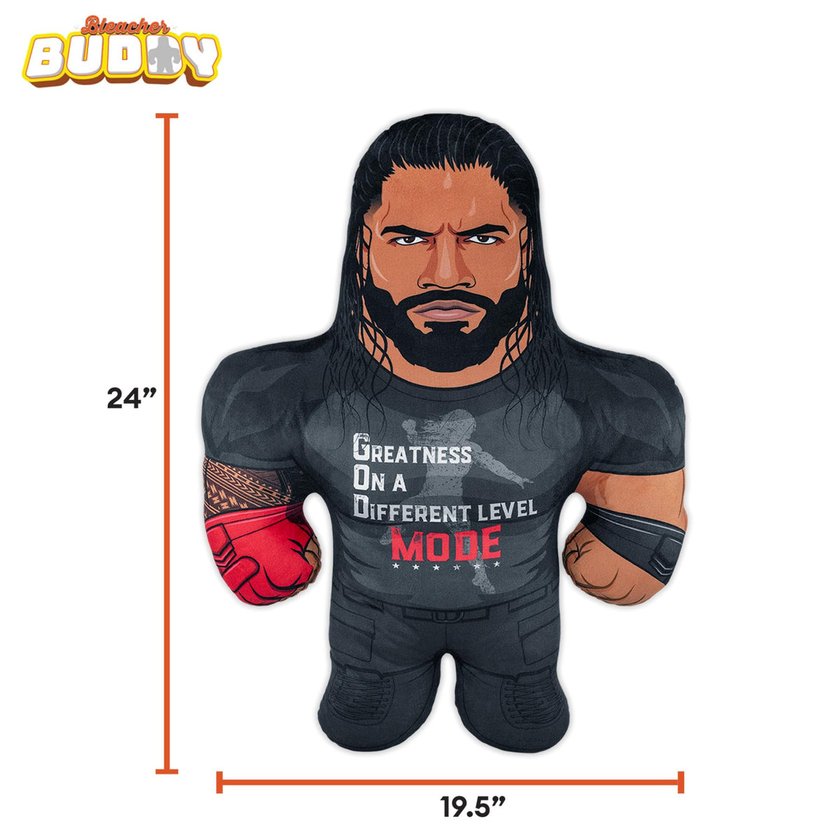 Bleacher Creatures WWE Roman Reigns 24-inch Bleacher Buddy side profile for dramatic collectibles.