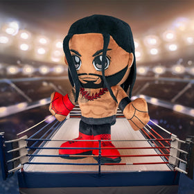 Bleacher Creatures Roman Reigns plush signature tag with authentic WWE details
