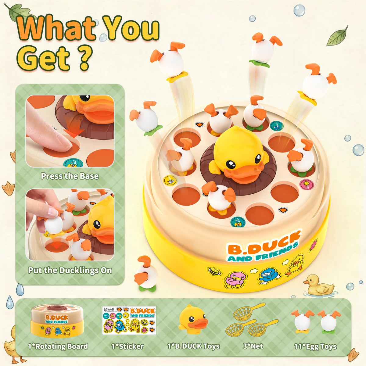 BLF FUN B.Duck egg toys spin to create surprises.