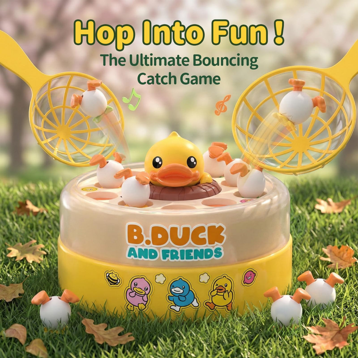 BLF FUN B.Duck toy figure for playful catch sessions.