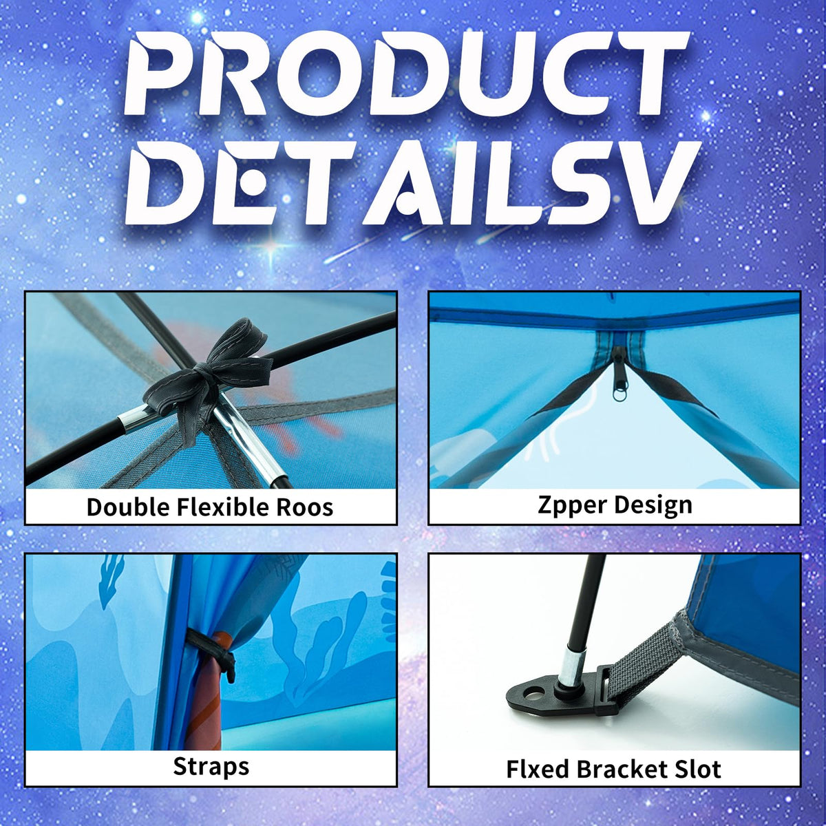 BLINWORLD Undersea World tent glass fiber rods provide sturdy support
