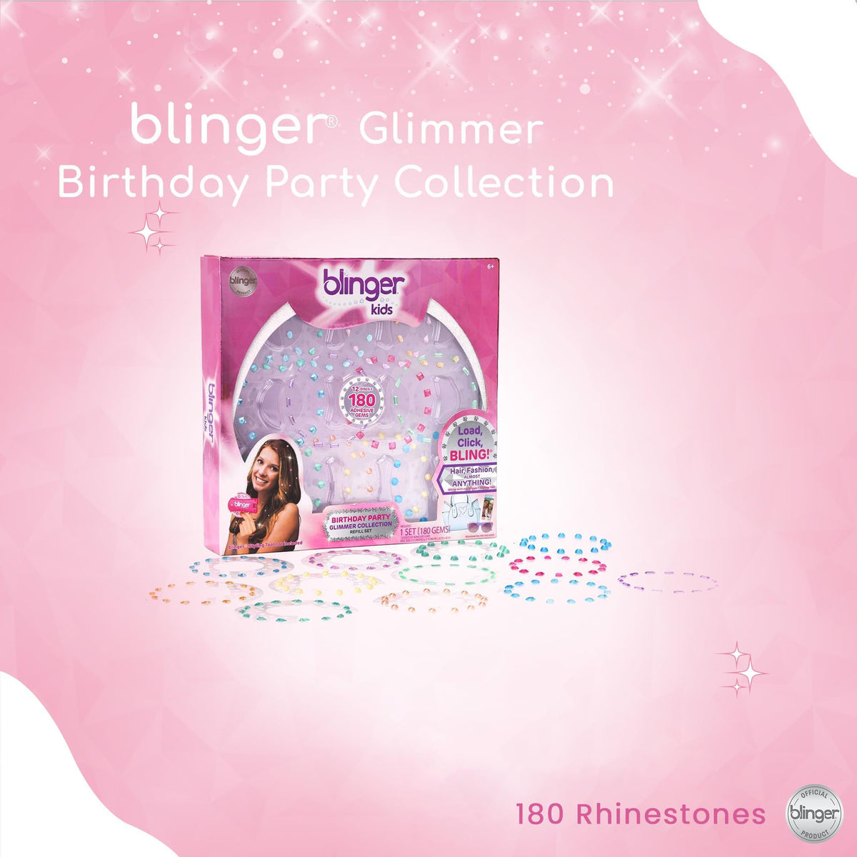 Glimmer refill gems across 12 discs for quick fashion bling.