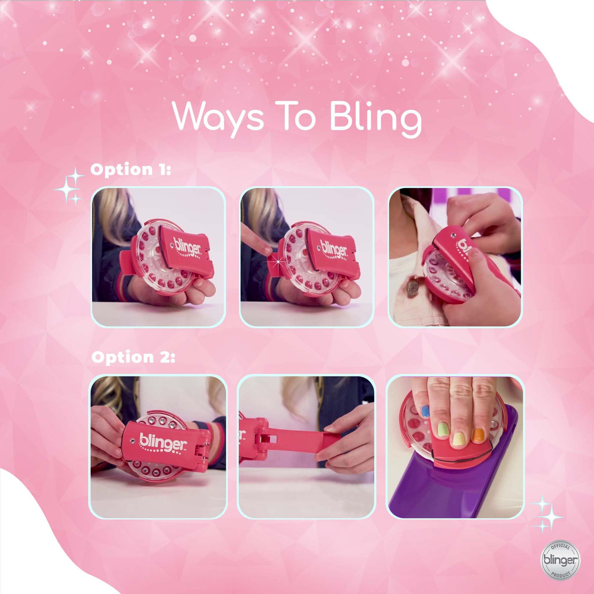 Blinger starter set includes tool and 80 rhinestones for instant glam.