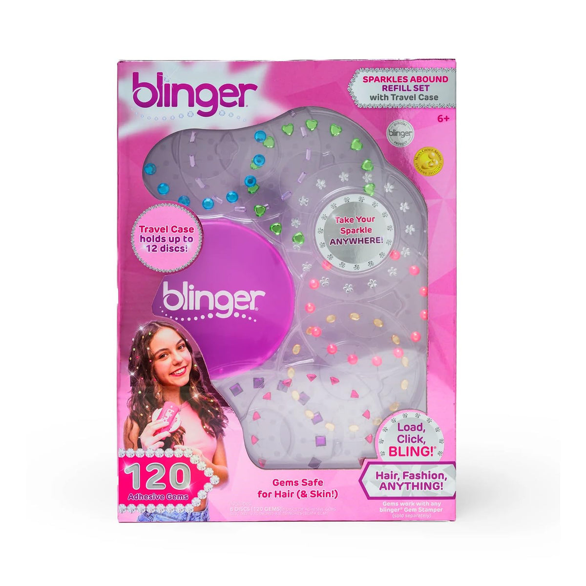 Blinger Sparkles Abound travel case keeps gems organized for on-the-go styling.
