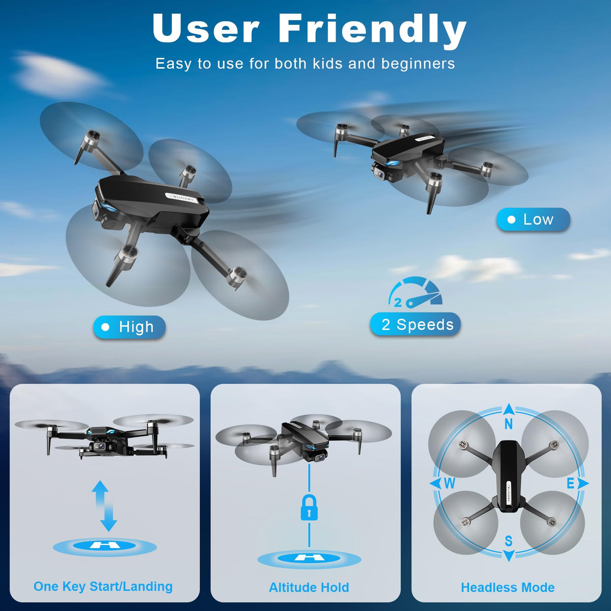 Waypoint fly mode and 3D flips on BLINORY drone