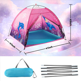 BLINWORLD mermaid tent interior view shows a light, breathable play space with mesh panels