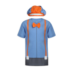 Blippi boys roleplay shirt and hat set for imaginative play sessions.