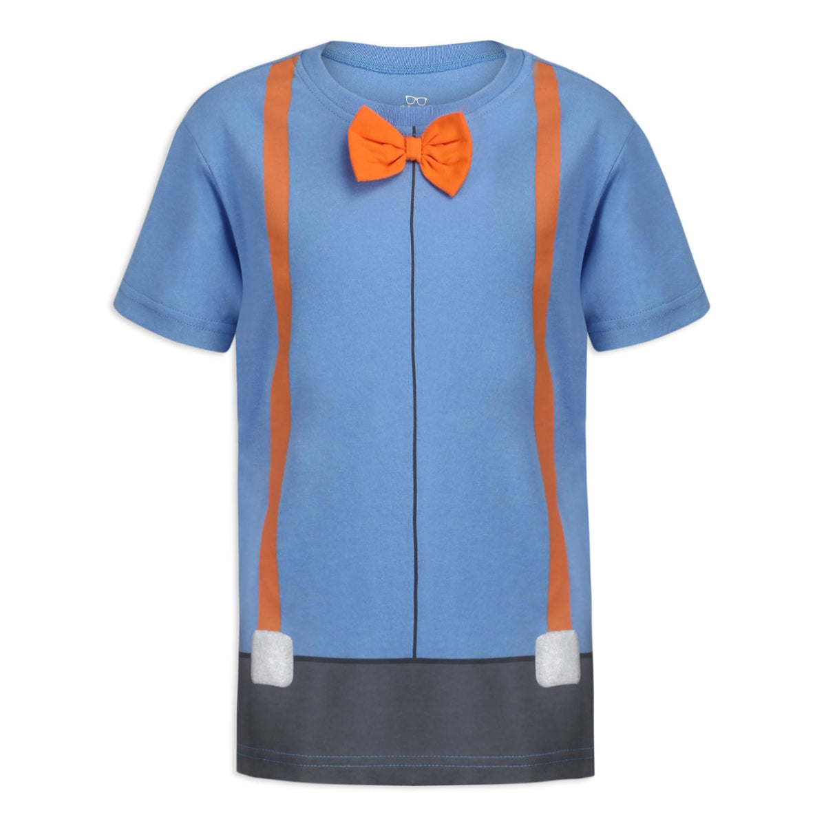 Blippi shirt with bow tie and suspenders print for stylish easy dressing.