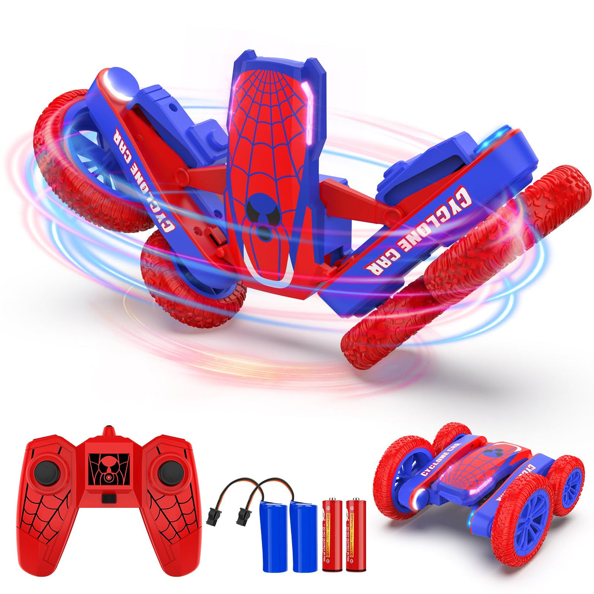 Blissbud Spider RC Car 360flip side view showing dual-sided stunt potential