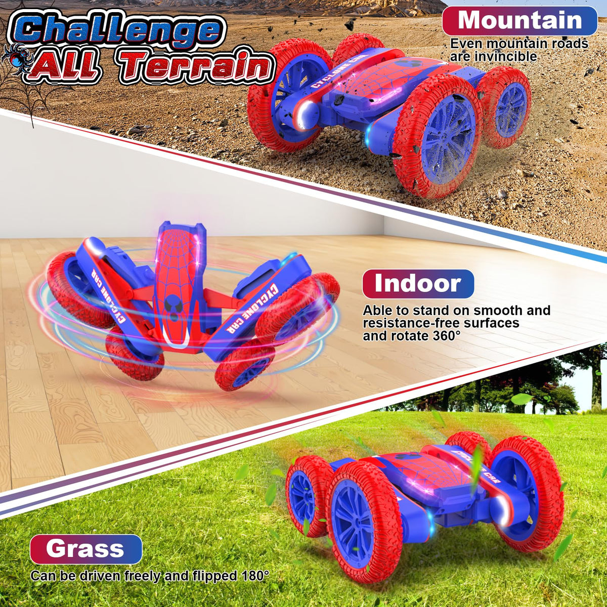 Blissbud Spider RC Car dual-batteries extend playtime for longer races
