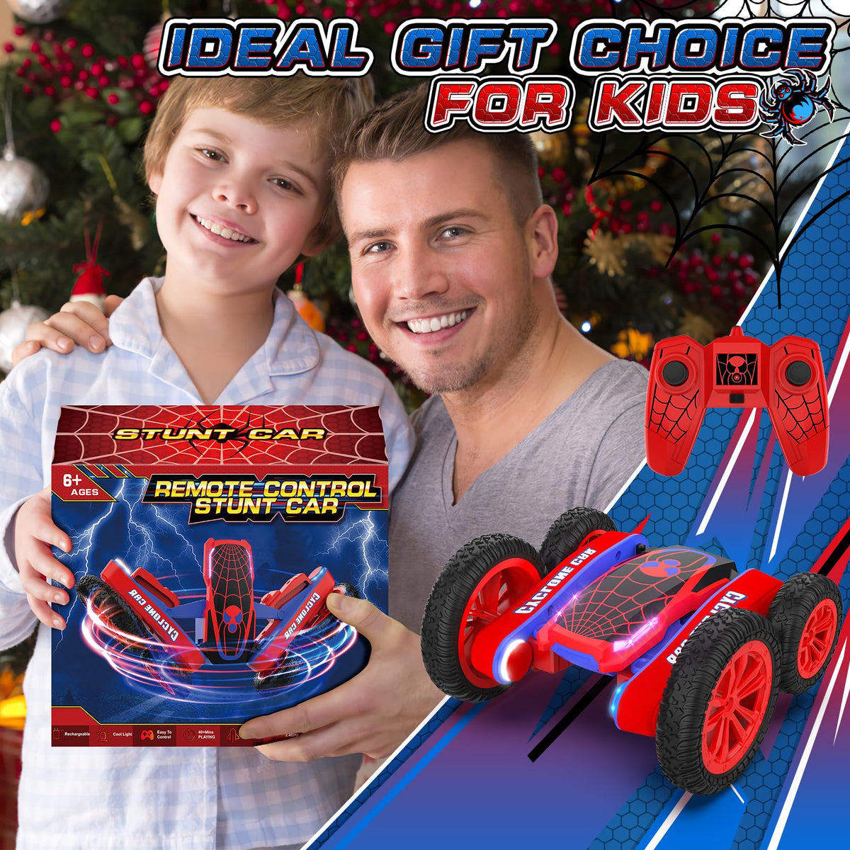Blissbud Spider RC Car durable ABS tires endure indoor play safely