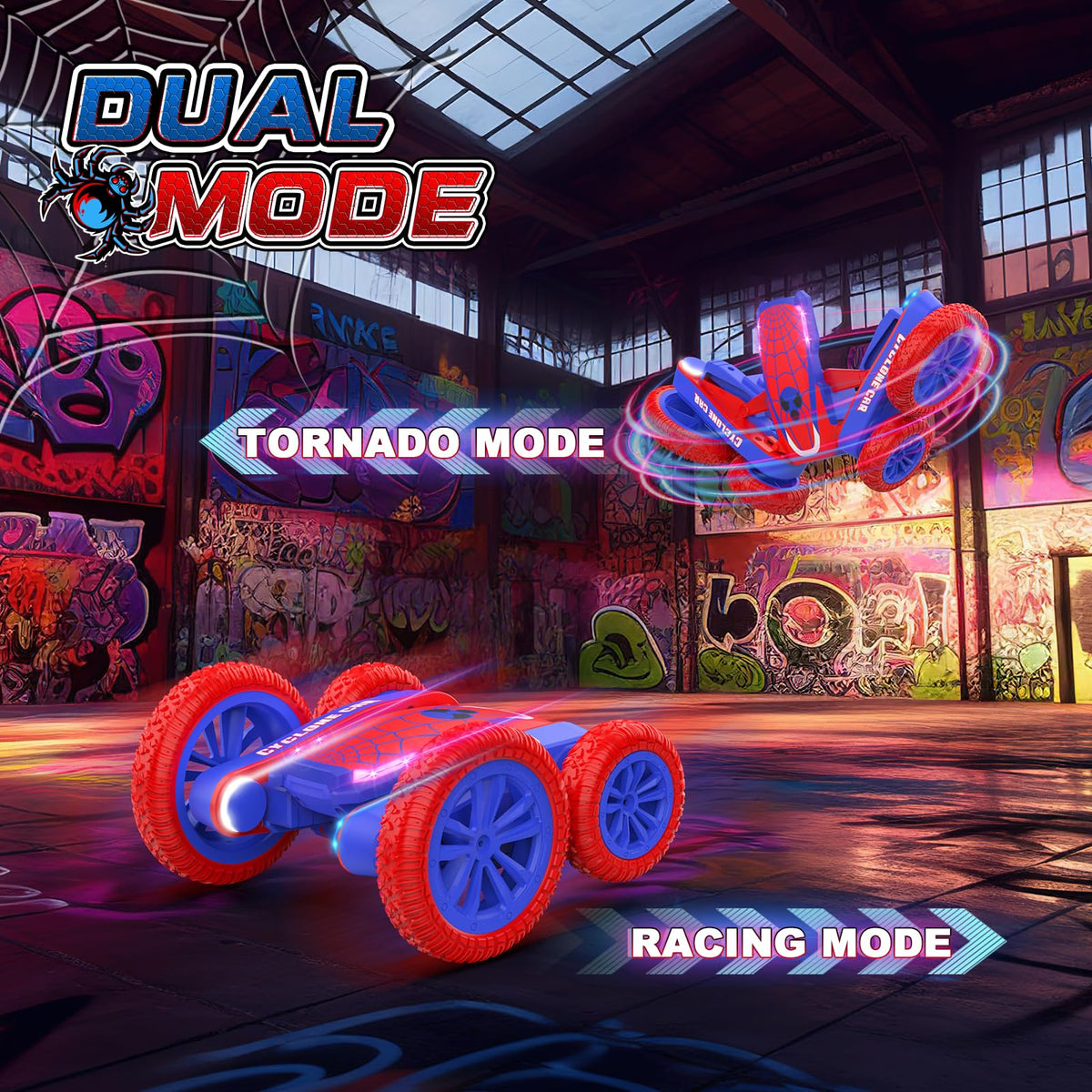Blissbud Spider RC Car rubber tires grip for indoor and outdoor play