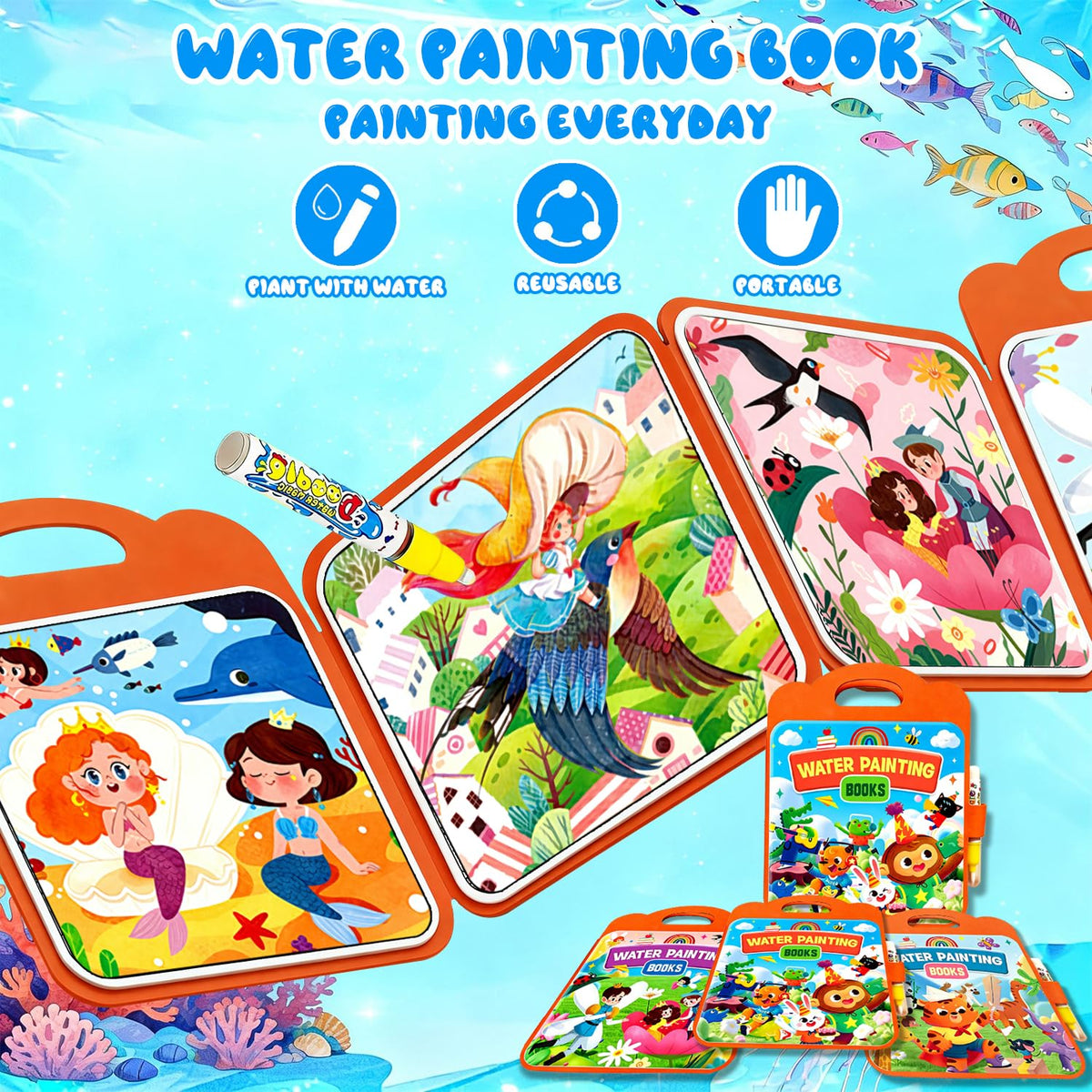 BlivEclat magic water book interior scene 1 reveals colors when wet