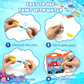 BlivEclat magic water coloring book interior scene 4 features easy grip pages