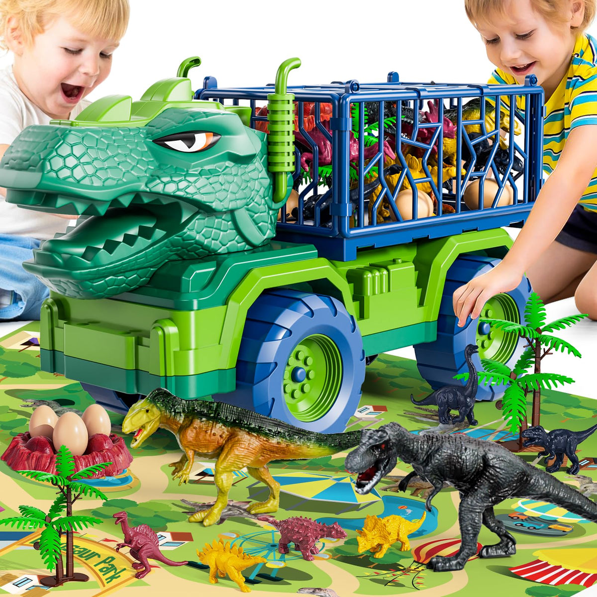 BLmukce dino figures collection sparks imaginative adventures with dinos and trucks