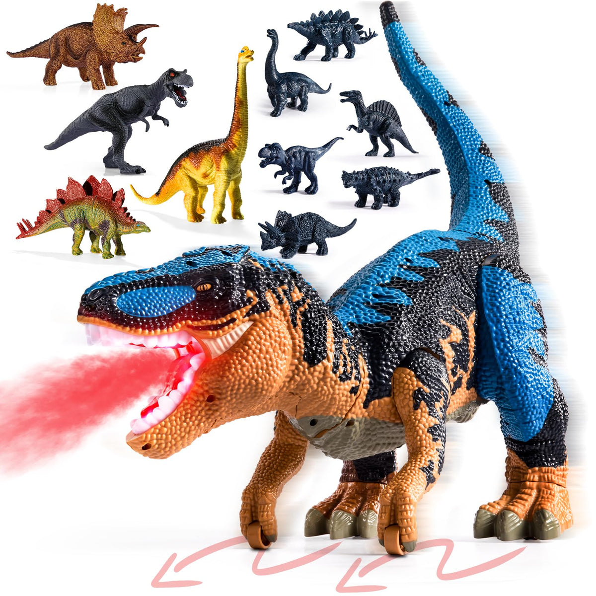 BLmukce large dinosaur belly storage keeps mini figures organized