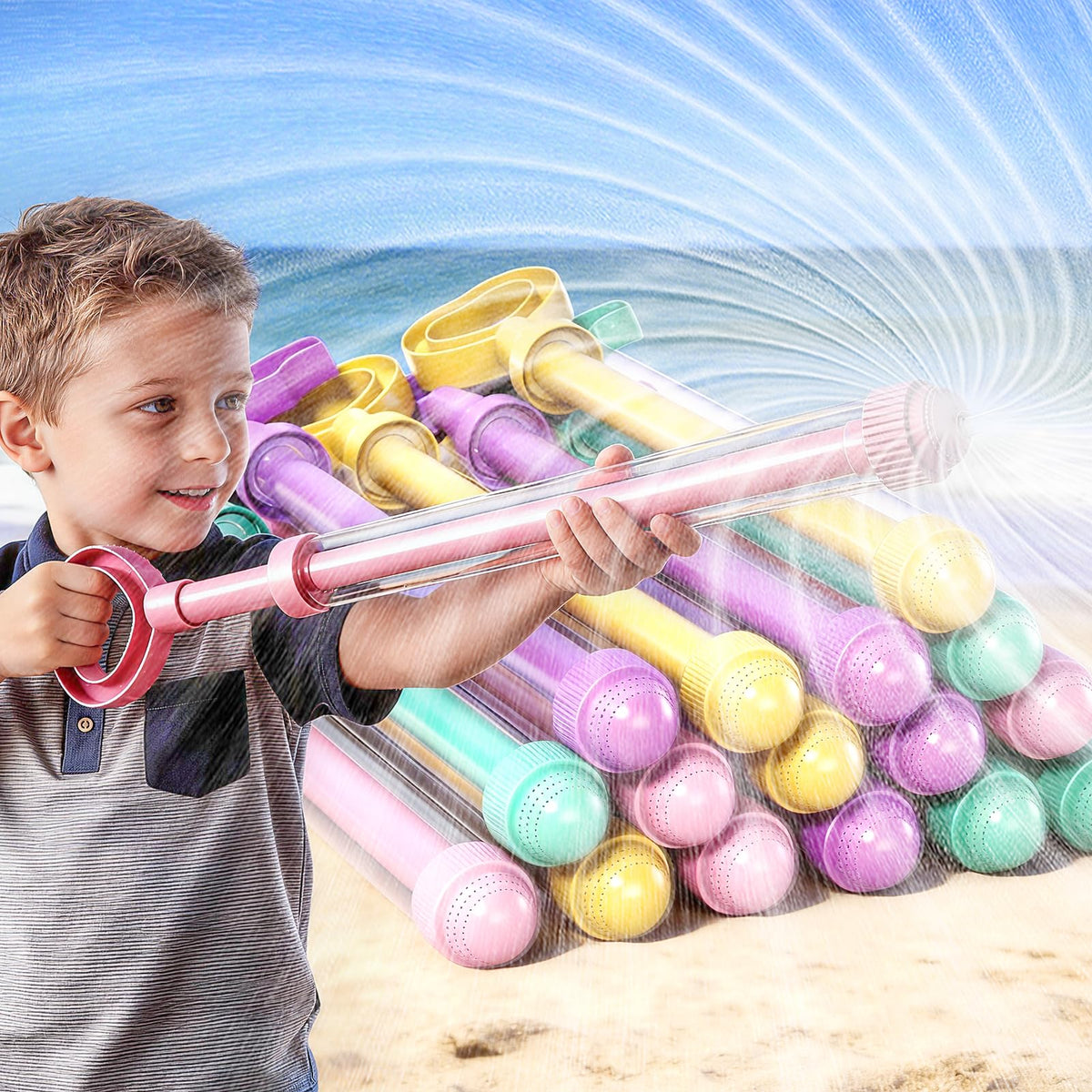 BLmukce firework spray nozzle creates a 360 degree water show for outdoor play